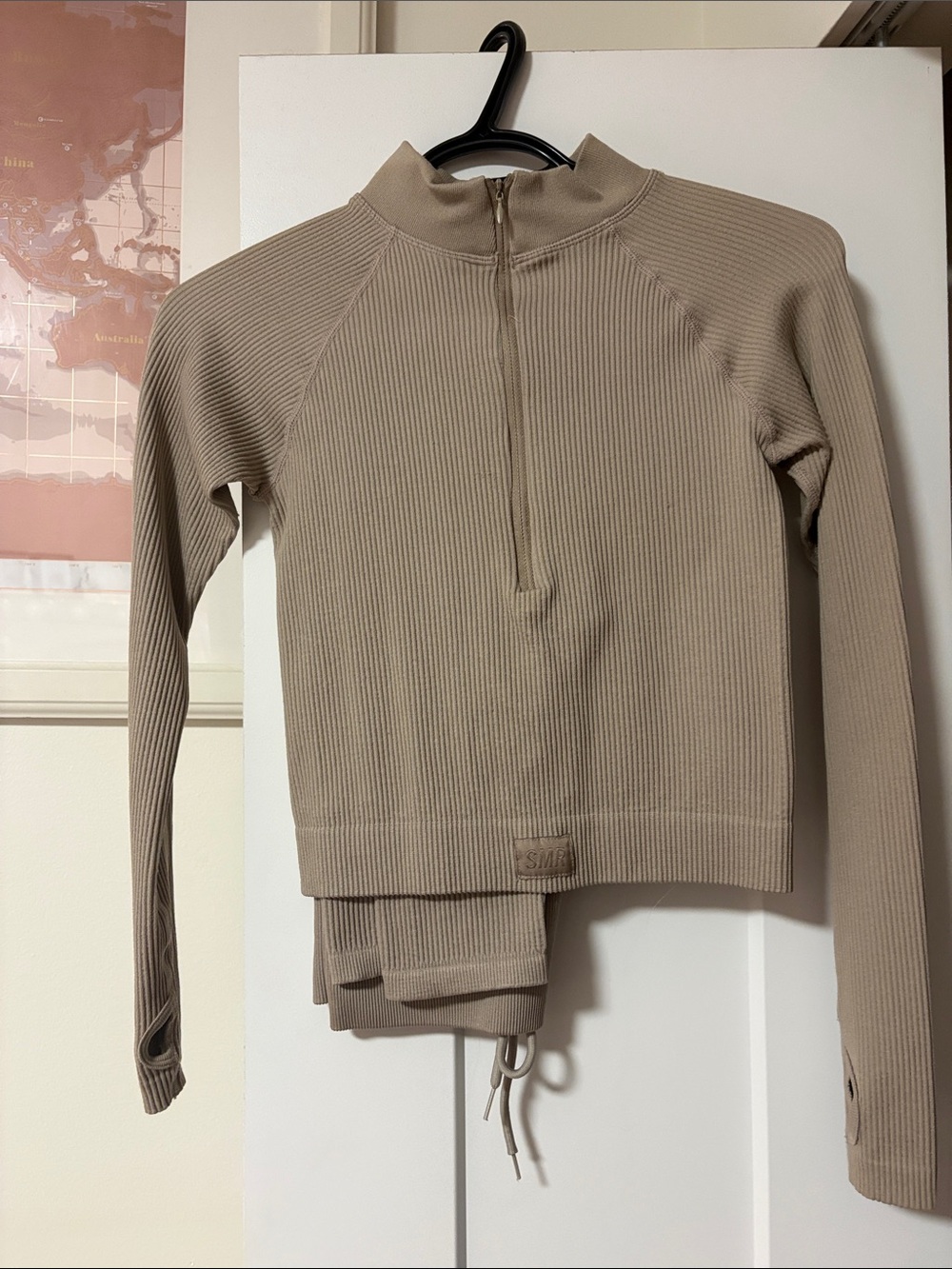 Ribbed Half-Zip Pullover Top and Tights